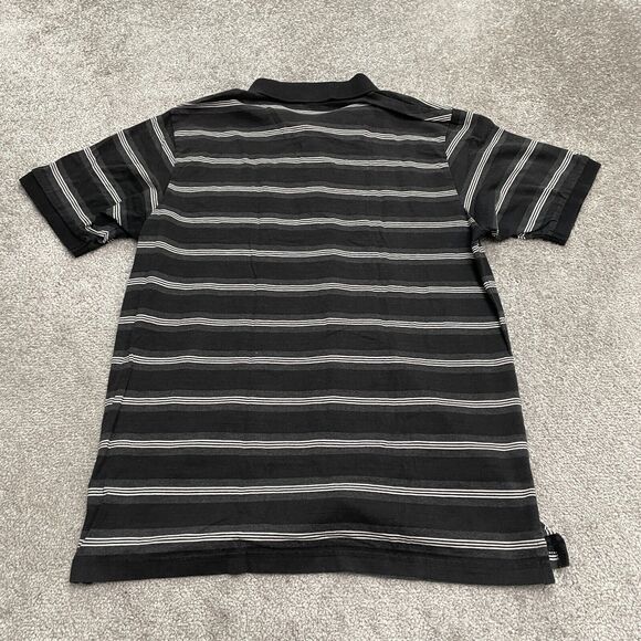 SAC Skateboarding Sacramento Vintage Polo Shirt Mens Large Blavk White Striped - Picture 2 of 12